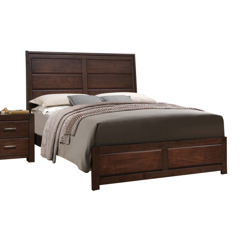 Queen Size Panel Bed with Storage Drawer and Box Spring Required