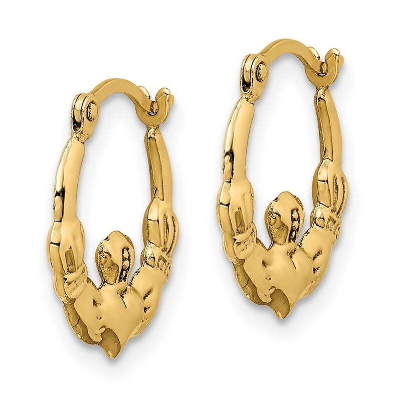 Curata 14k Irish Claddagh Celtic Trinity Knot Hoop Earrings - 13.65mm Wide
