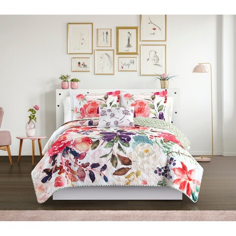 Chic Home Domaine 8 Piece Reversible Bed in a Bag Floral Quilt Set