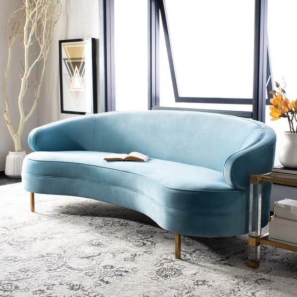 SAFAVIEH Couture Primrose Curved Sofa 89 IN W x 44 IN D x 33 IN H On Sale Bed Bath Beyond 28899707