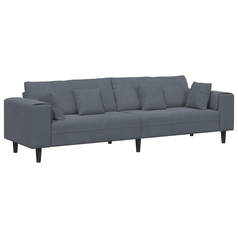 vidaXL Velvet Sofa with Cushion with Pillow Black/Dark Grey 208 cm Velvet