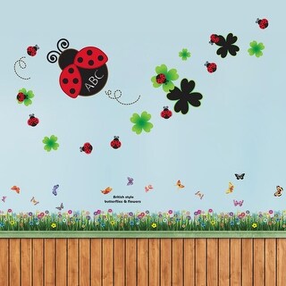 Walplus Lady Bird Colorful Butterfly Grass Wall Sticker Nursery Decor