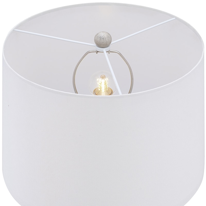 24.5-inch Washed Beige/Gold Farmhouse Table Lamp with White Linen Shade (Set of 2) - 24.5" H