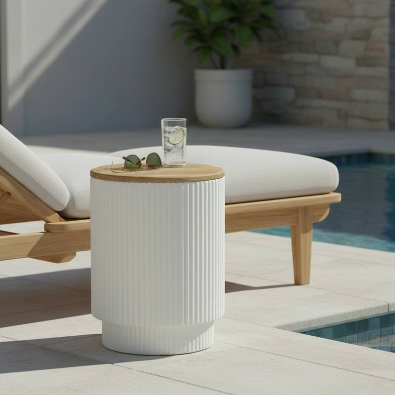 Christopher Knight Home Calyx Patio MGO Storage Side Table - White - White