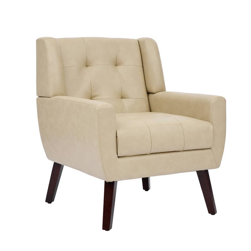 Modern Tufted Wingback Accent Chair Linen/Faux Leather/Velvet Armchair