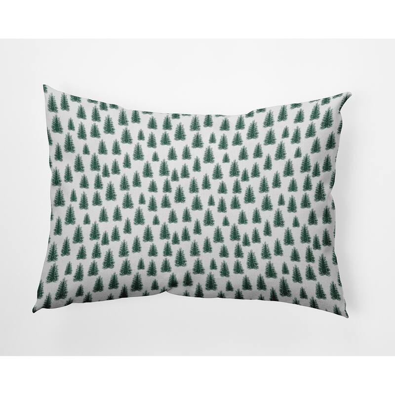 Christmas Trees Pattern Accent Pillow - 14" x 20" - Forest Green