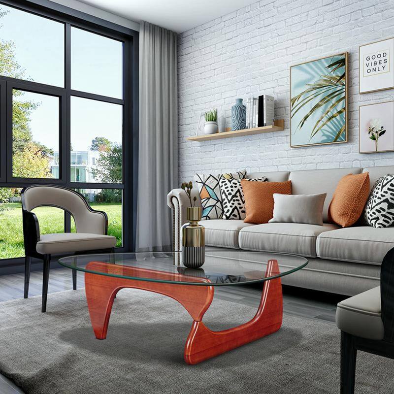 Modern Solid wood/Tempered glass coffee table