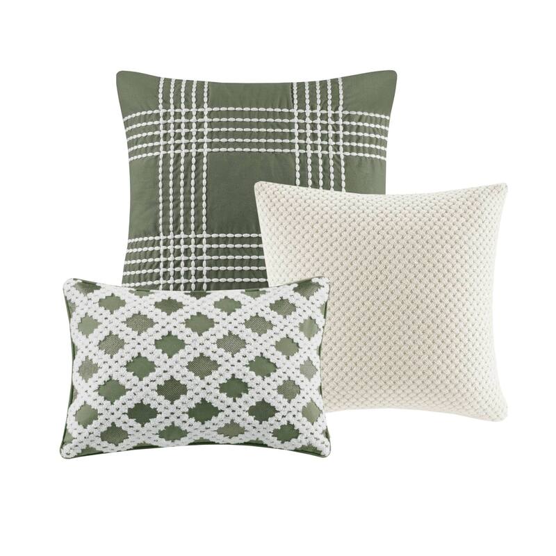 Madison Park Signature Essence Oversized Cotton Clipped Jacquard Comforter Set with Euro Shams and Throw Pillows
