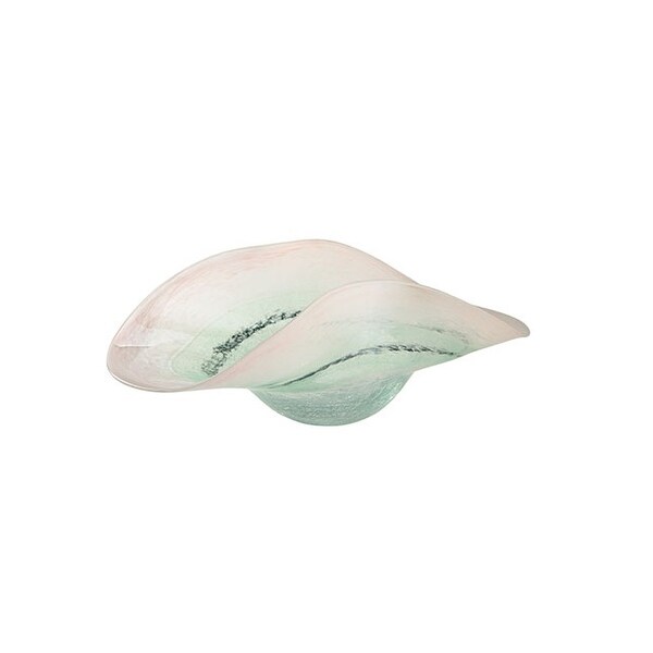 16.5” White and Green Shell Figurine Glass Tabletop Decor - N/A