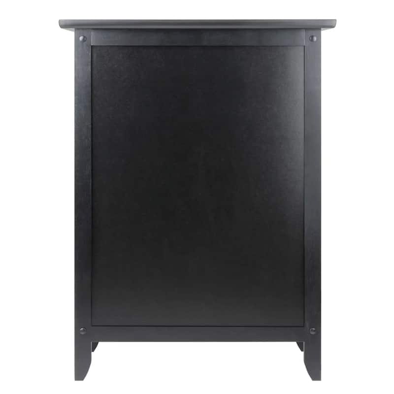 Rectangular Wooden Nightstand Accent Table with Cabinet - 25" - Black