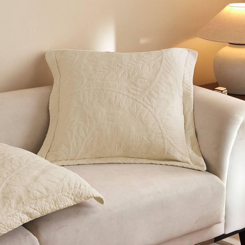 2 Pcs Cotton Embroidered Quilted Euro Shams 26"x26"