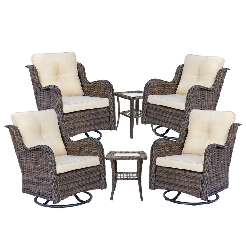 Wicker Outdoor Patio Conversation Seating Sets with Swivel Rocker Chairs