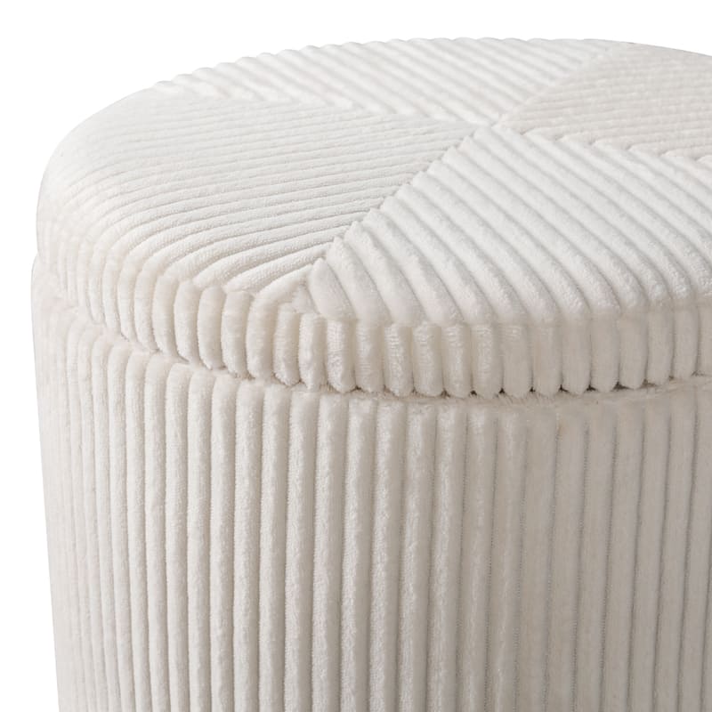 Adeco Round Velvet Storage Ottoman