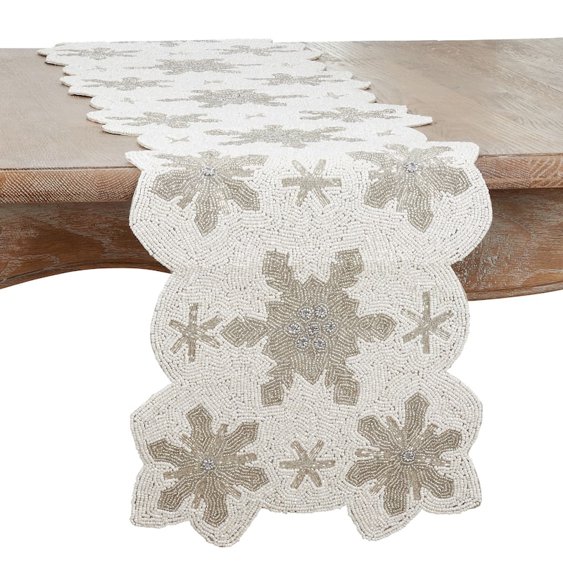 Beaded Table Runner With Snowflake Design