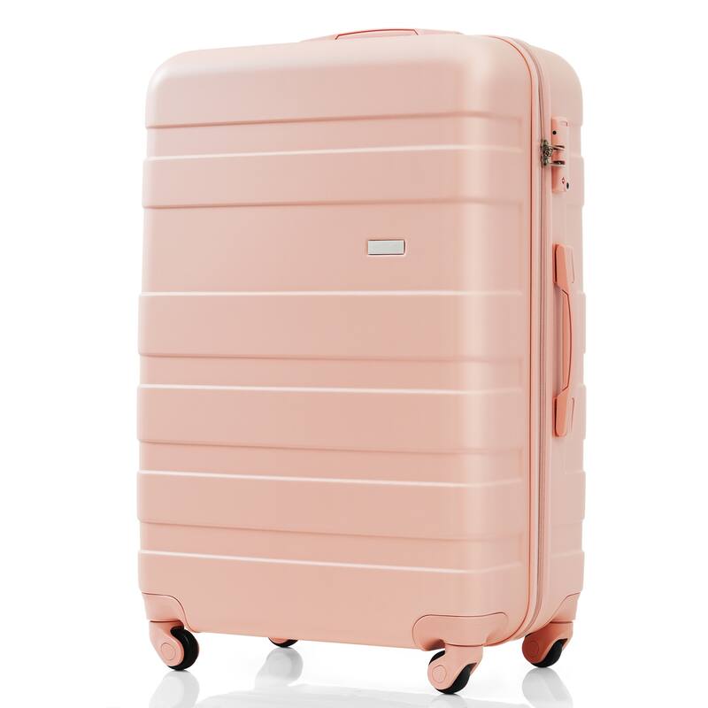 3-Piece, 20, 24, 28-Inch Modern Hard Shell Luggage with TSA Lock and Spinner Wheels, for Boarding Travel, Pink