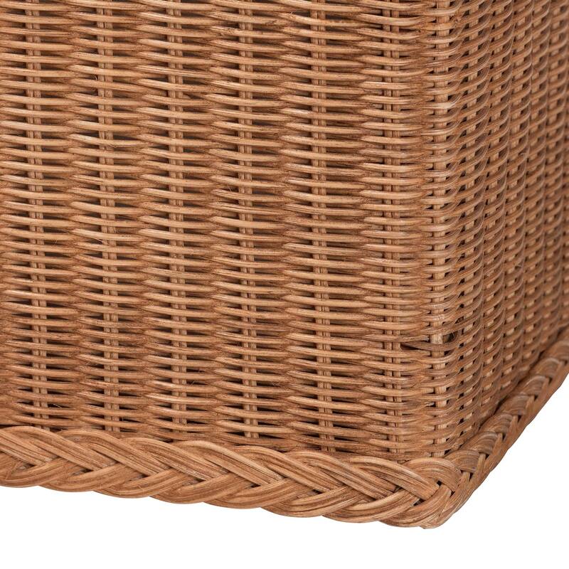 Eamon Braided Natural Rattan Storage Bench with Lift-Top - Coastal Boho Chest for Bedroom or Living Room, 31" Rectangle, Brown