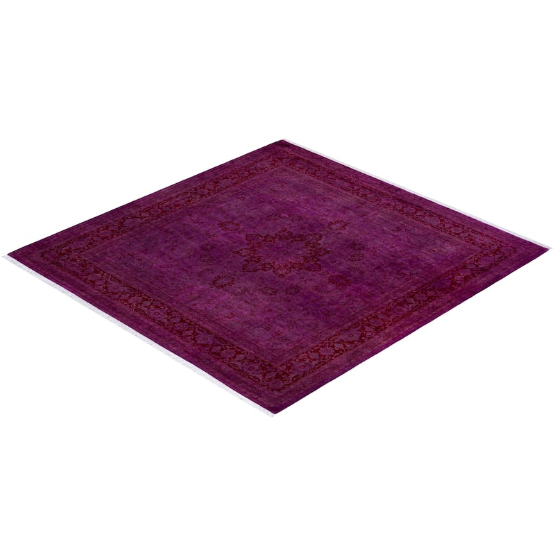 Overton Hand Knotted Wool Vintage Inspired Modern Contemporary Overdyed Pink Square Area Rug - 8' 2" x 8' 3"