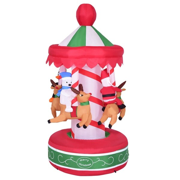 Costway 6.5' Indoor/Outdoor Inflatable Whirligig Santa Ride Christmas Holiday Decoration