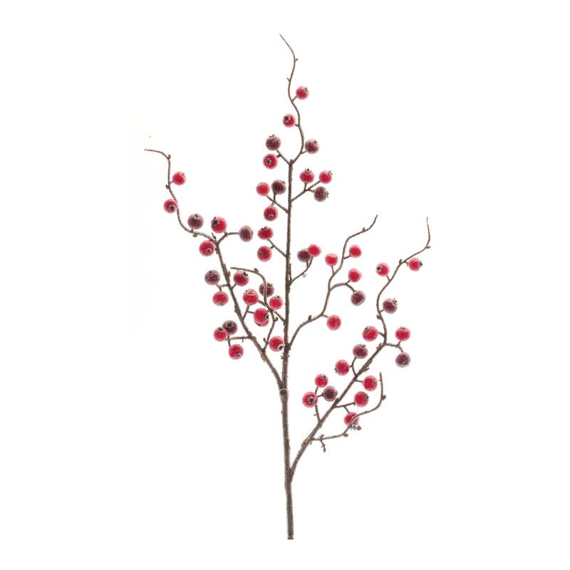 Iced Berry Twig Spray (Set of 12) - Red