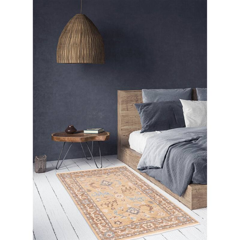 ECARPETGALLERY Hand-knotted Modern Oushak Tan Wool Rug - 4'2 x 6'2