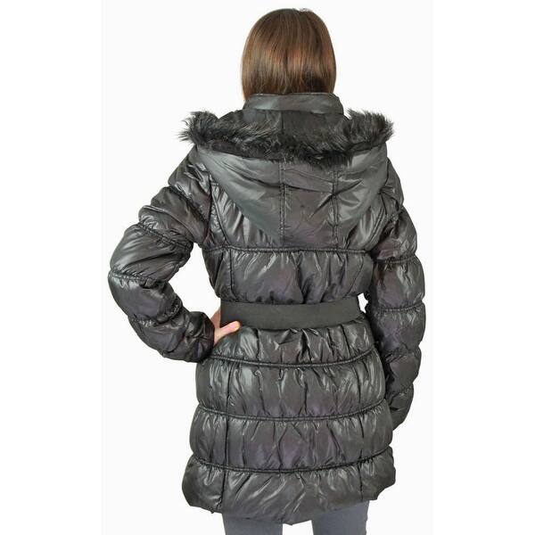 Shop Urban Republic Juniors Long Belted Puffer Faux Down Winter
