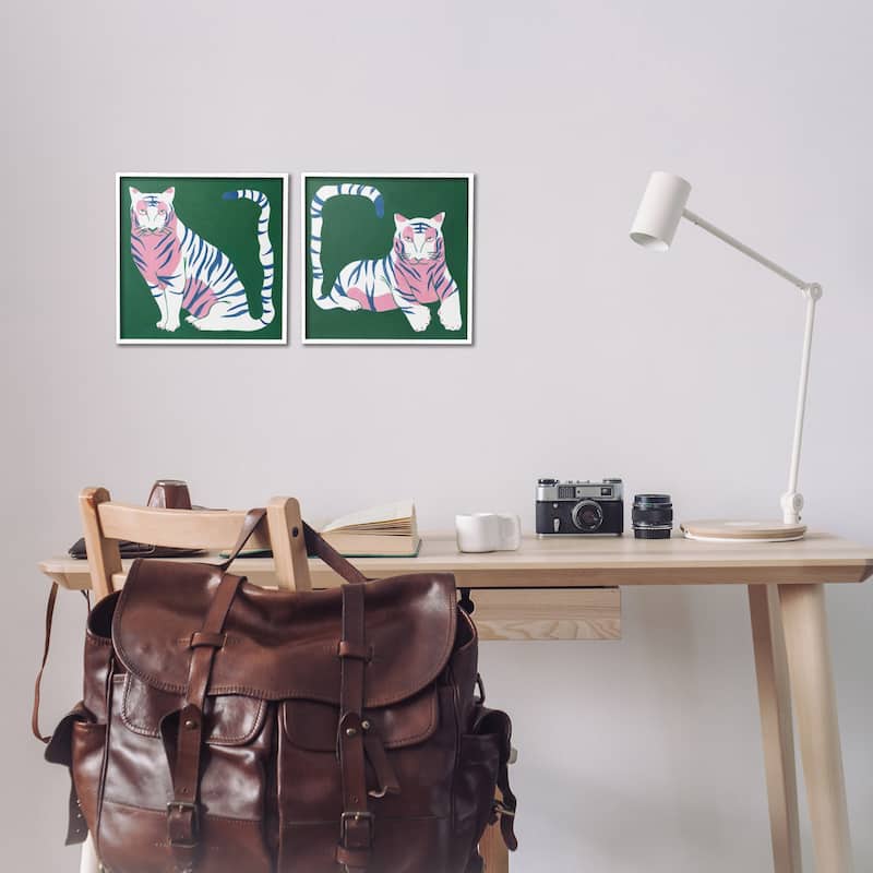 Stupell Fierce Lounging Tigers Framed Giclee Art Design By Melissa Wang (Set of 2)