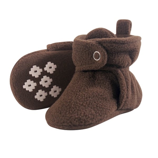 slide 1 of 1, Little Treasure Baby Cozy Fleece Booties, Brown 0-6 Months - Brown