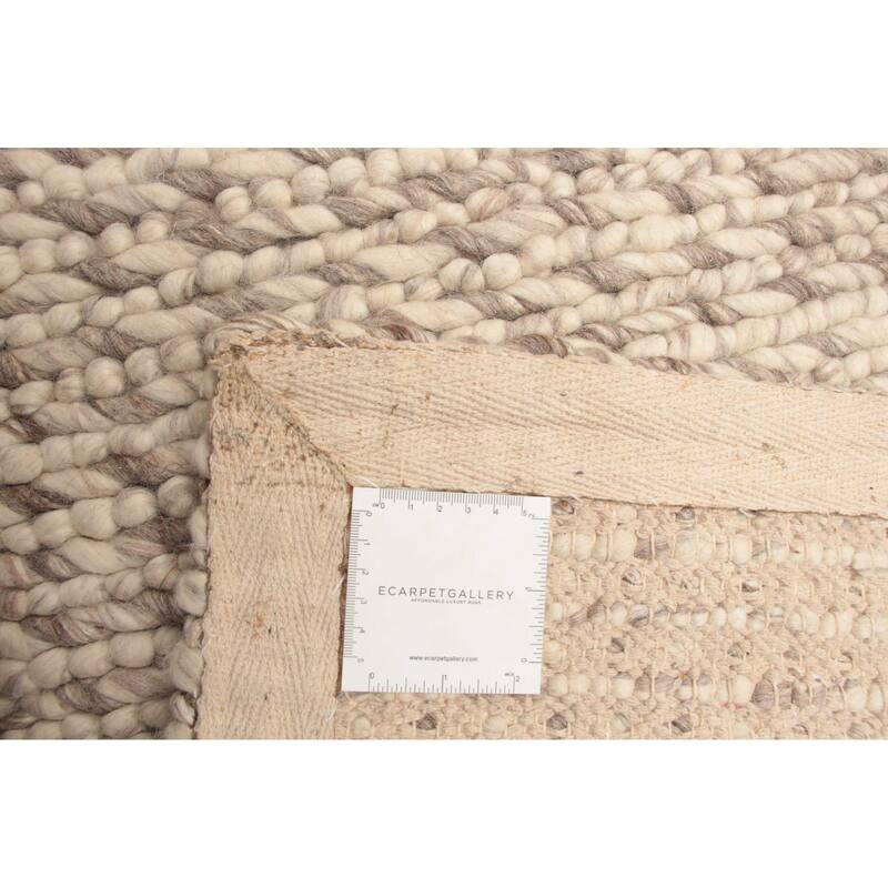 ECARPETGALLERY Braid weave Sienna Beige Wool Rug - 4'10 x 7'11