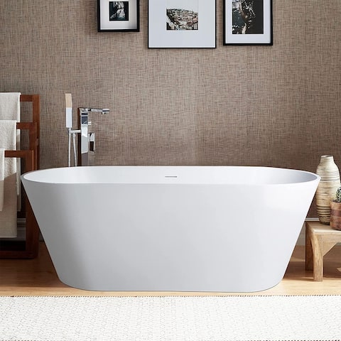 Vanity Art 65 Solid Surface Resin Stone Freestanding Bathtub