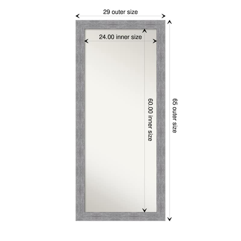 Non-Beveled Wood Full Length Floor Leaner Mirror - Bark Rustic Char Narrow Frame - Outer Size: 29 x 65 in - Bark Rustic Grey
