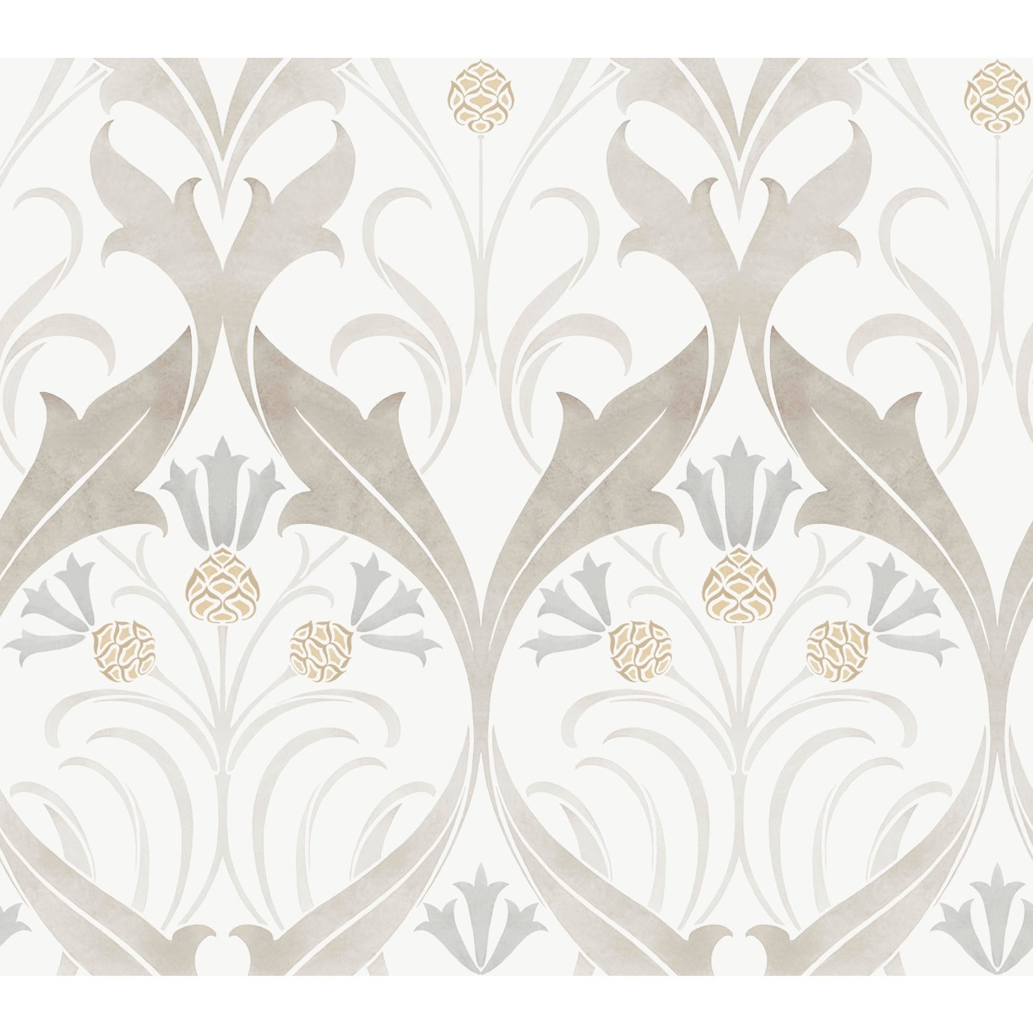 Ronald Redding Pine Cone Ribbon Neutral Wallpaper