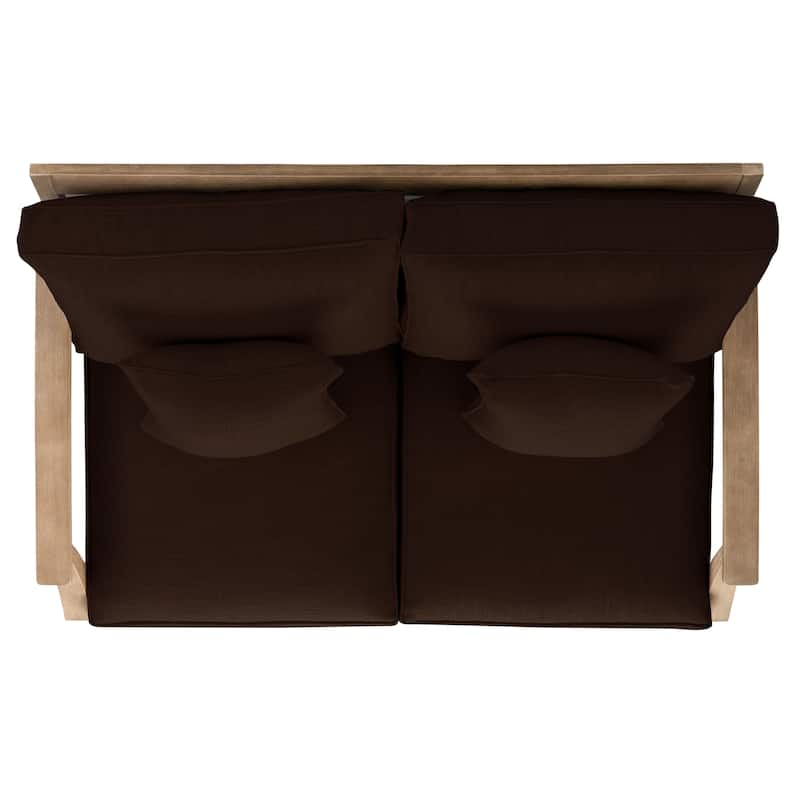 SAFAVIEH Couture Martinique Wood Patio Loveseat - 56"W x 35"D x 32"H