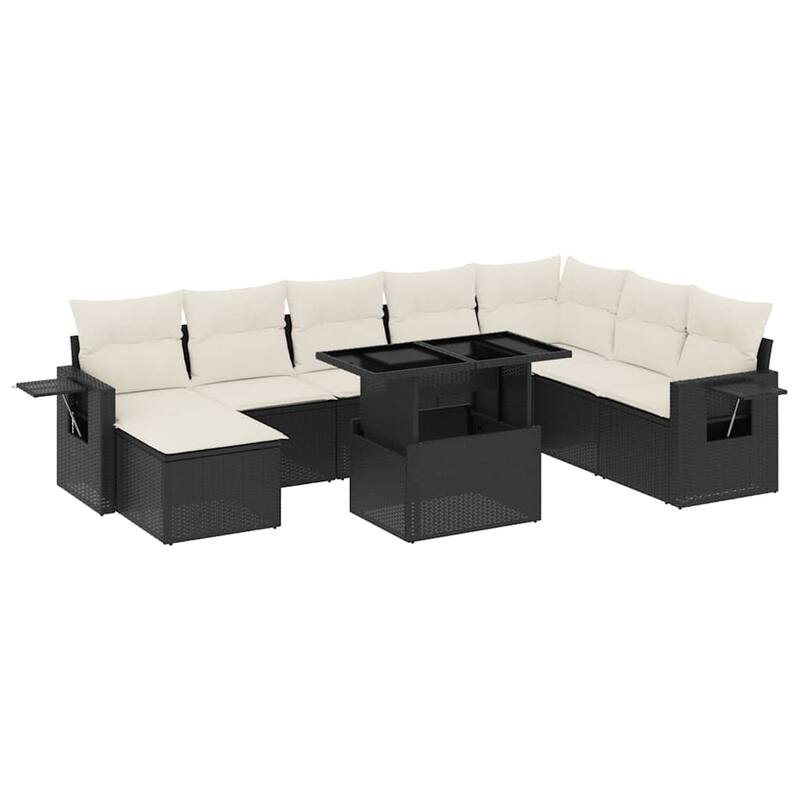 vidaXL Patio Sofa Set with Cushions Outdoor Furniture 8 Piece Poly Rattan - 21.7 x 39.4 x 28.7