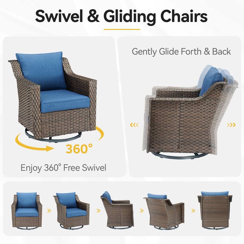 Wicker Outdoor Swivel Rocker Patio Chairs