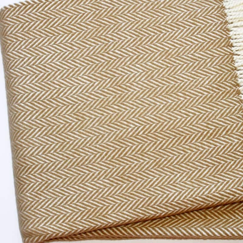 HomeRoots 70" X 55" Copper And White Cotton Blend Woven Herringbone Plush Throw Blanket with Tassels