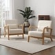 preview thumbnail 4 of 141, 25" W Mid Century Upholstered Wood Accent Chair with Pillow set of 2 Natural Wood - Beige-Linen