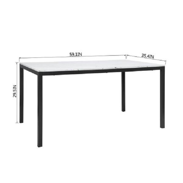 59.1'' Dining Table Marble color table top with black leg Bed Bath & Beyond 36189062