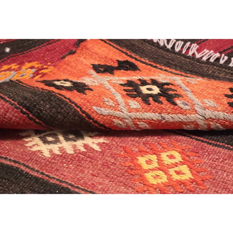 Hand Woven Oriental 100% Wool Carpet Southwestern Tribal Multi-Colored Kilim Area Rug - 9' 11'' X 6' 1''