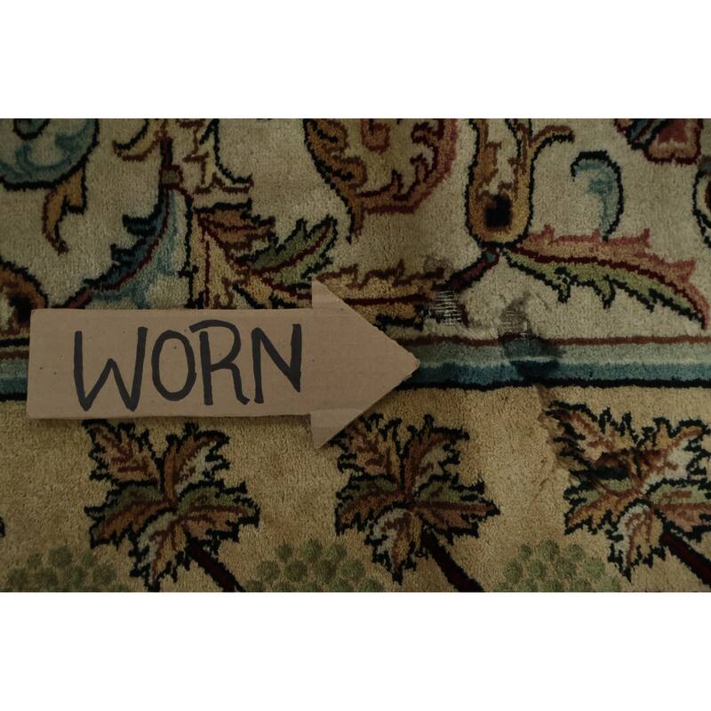 Hand Knotted Oriental 100% Wool Carpet Traditional Floral Brown Aubusson Area Rug - 11' 11'' X 9' 0''