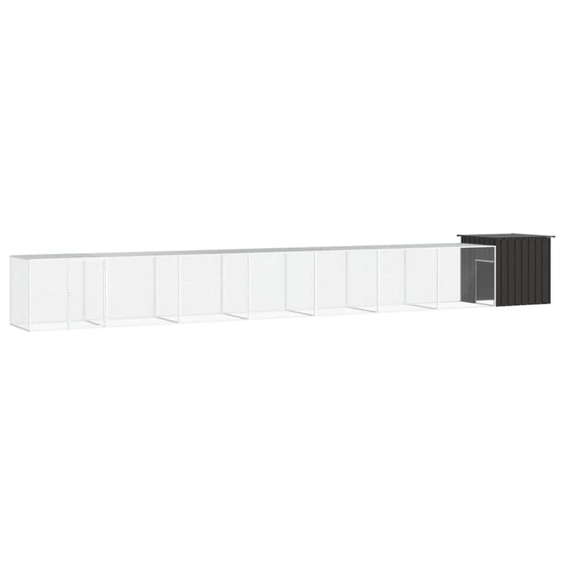 vidaXL Chicken Coop Multipurpose Chicken House with Mesh Cage Galvanized Steel - 315" x 35.8" x 39.4" - Anthracite