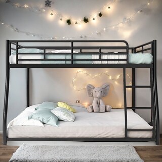 Full XL Over Queen Metal Bunk Bed, Black