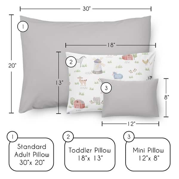 Sweet Jojo Designs Farm Animals Boy Girl Unisex/Gender Neutral Toddler Pillow with Pillowcase 13x18 in. Watercolor Farmhouse Cow