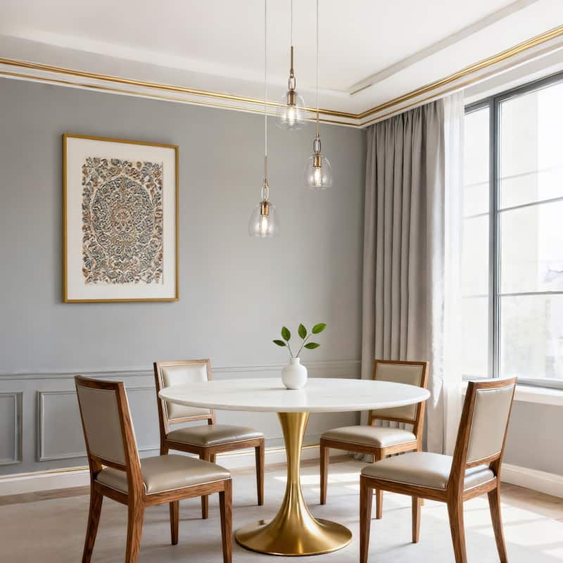 Blobfish Modern 3-Light Glass Chandelier Gold Cluster Kitchen Island Pendant - D 15" x H 12.5"