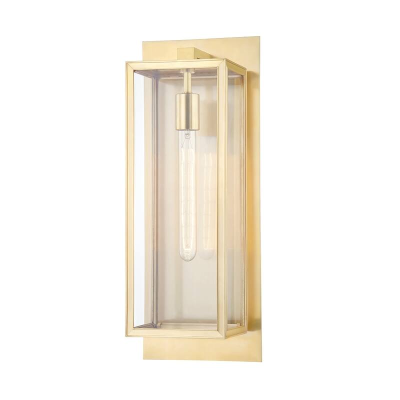 Hudson Valley Sea Cliff 1-Light Wall Sconce with Clear Glass Shade - Aged Brass