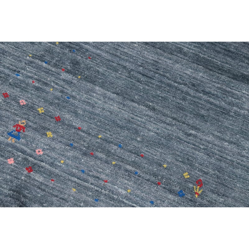 Hand Knotted Oriental 100% Wool Carpet Tribal Animal Pictorial Navy Blue & Blues Gabbeh Area Rug - 12' 4'' X 9' 0''