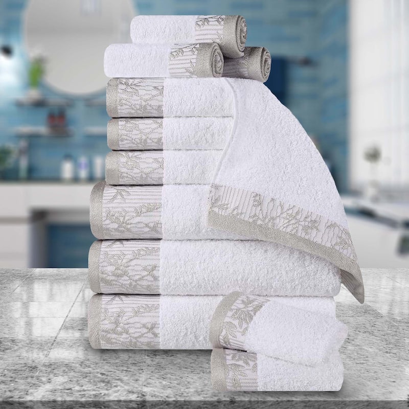 Superior Wisteria Cotton Floral Jacquard 12 Piece Bathroom Towel Set