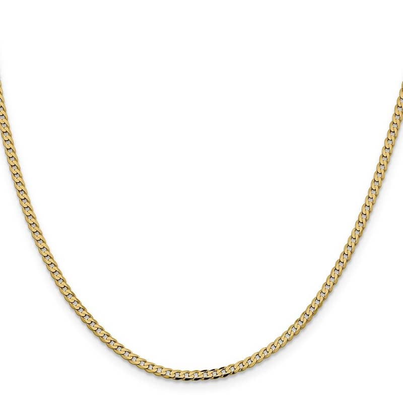 Curata 14k Yellow Gold 8" 2.3mm Beveled Curb Chain Bracelet