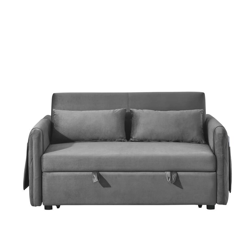 Multifunctional Pull-Out Sofa Bed, Convertible Sleeper Sofa Bed with Storage Bag, Upholstered Armsofa for Bedroom