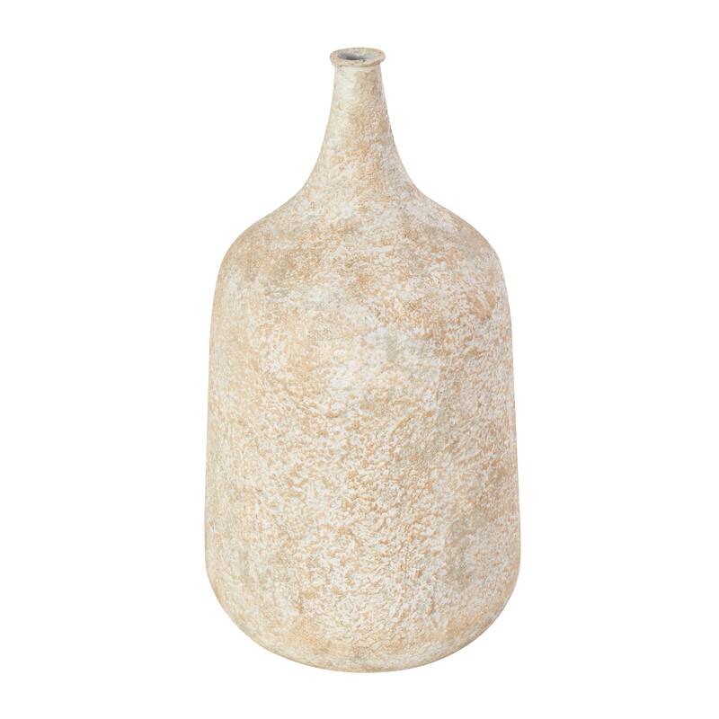 Beige Metal Handmade Antique Style Distressed Vase