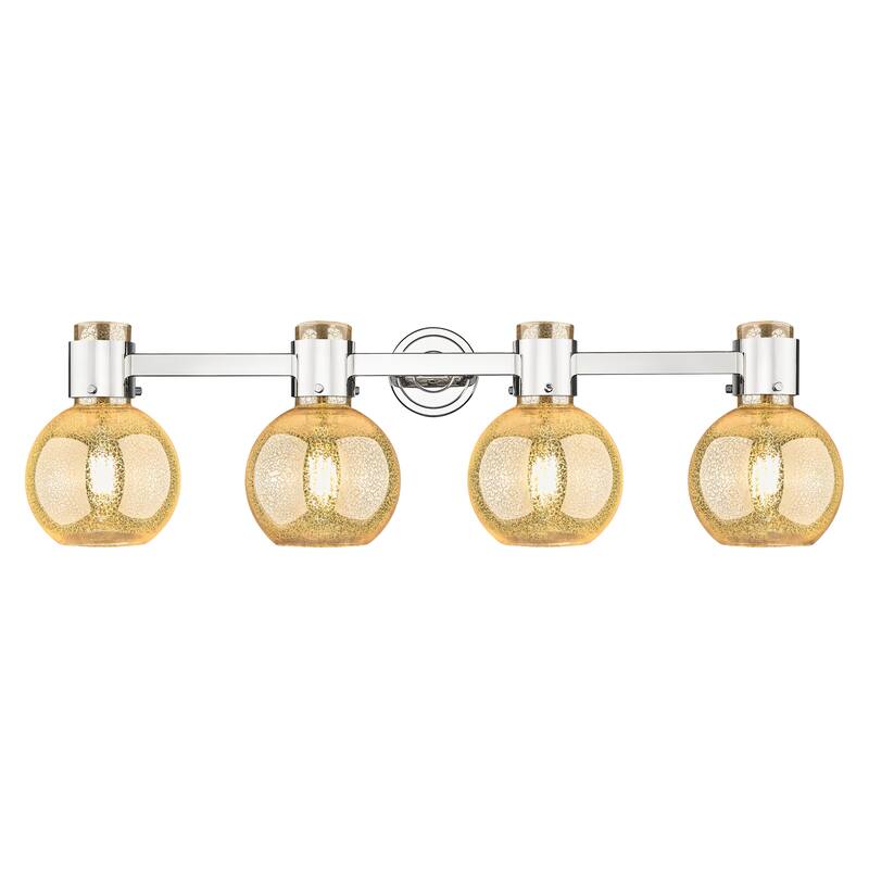 Innovations Lighting Downtown Urban - Lawton Sphere - 4 Light 34" Wall-Mounted Bath Vanity Light - Polished Nickel, Mercury